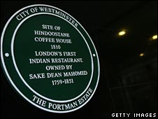 Plaque establishing place of very first curry residence
