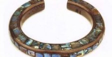 Tlingit copper and abalone bracelet, ahead of 1896.   From